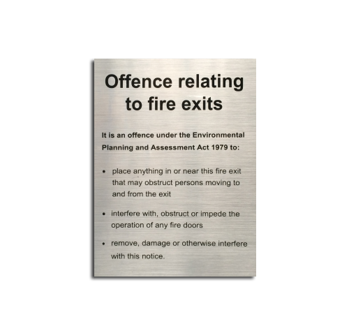 Offences Relating To Fire Exits Sign (NSW)
