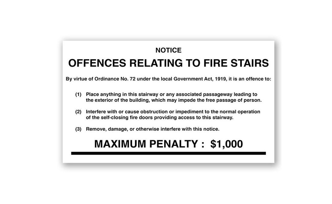 PVC Fire stairs offences Sign