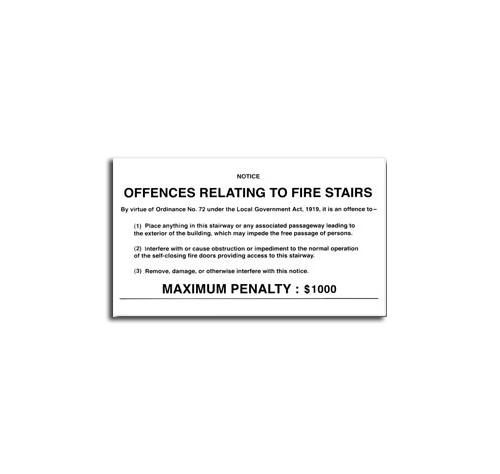 Offences Relating To Fire Stairs Sign