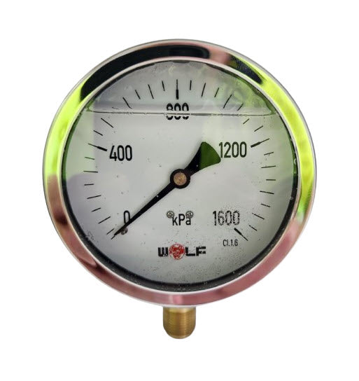 100mm 1600kpa 3/8″ BSP stainless steel oil filled pressure gauge – bottom entry