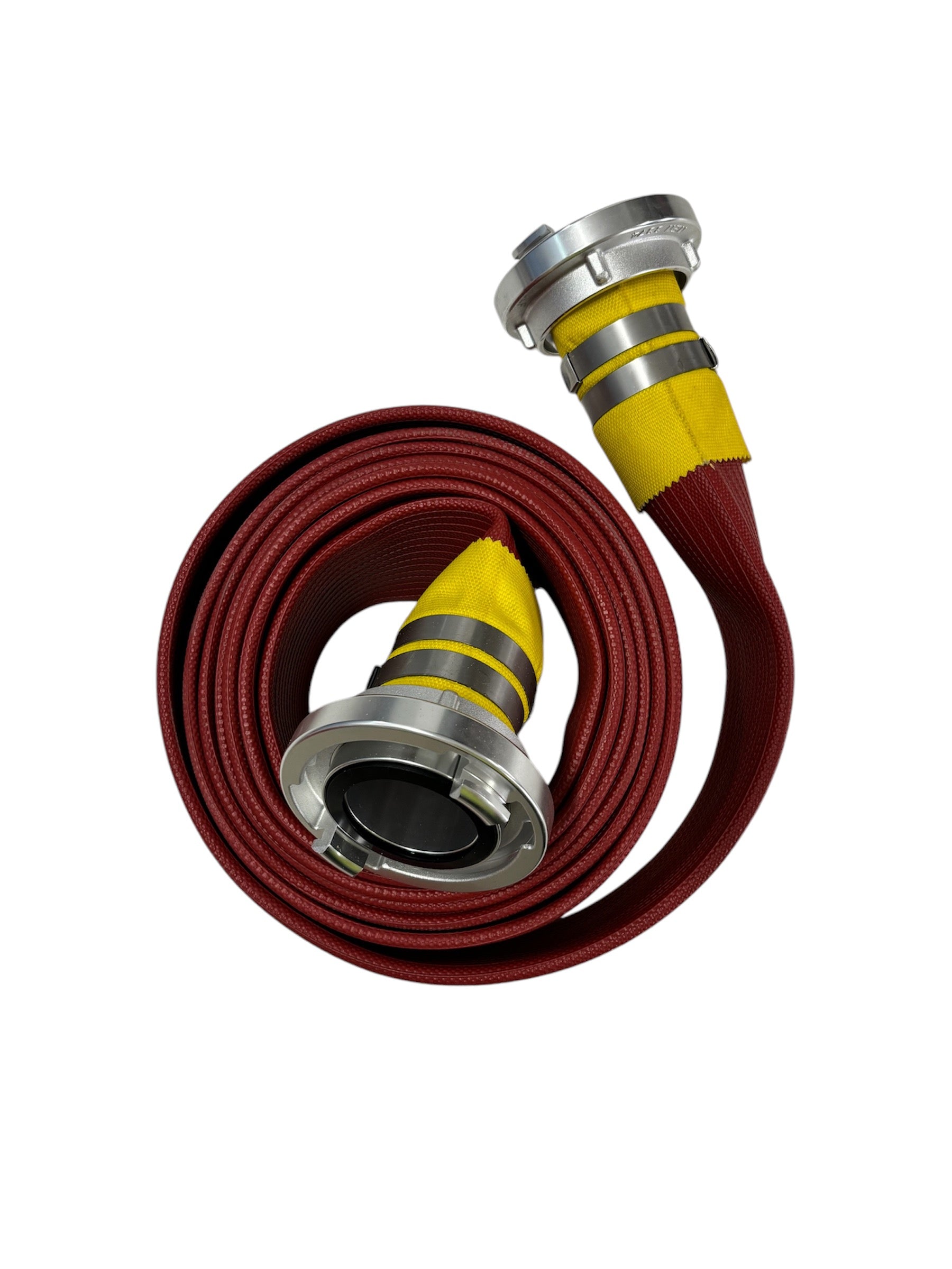 NSW/SA 64mm x 15M canvas hose Class H, comes with 2x 64mm NSW forged storz adaptor fitted and clamped