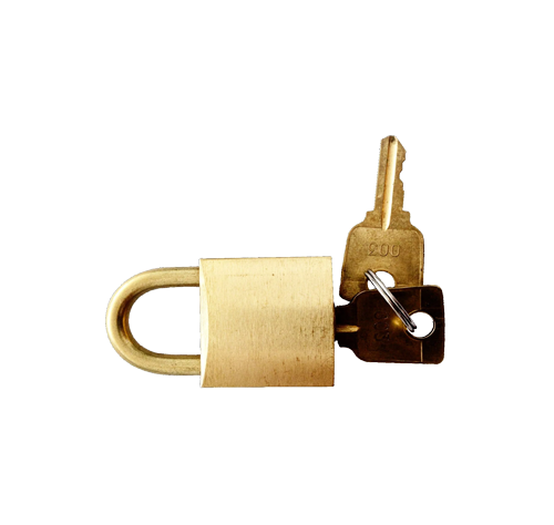 Brass 003 padlock and 2 keys