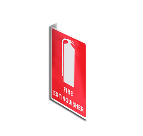 Right Angle Fire Extinguisher Location Sign